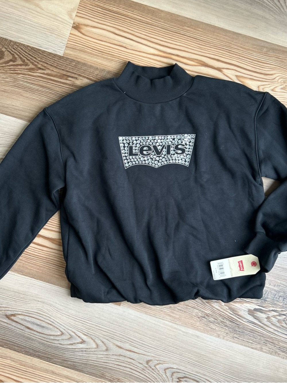 Kids Levi's Black bedazzled Logo Mock-Neck Sweater